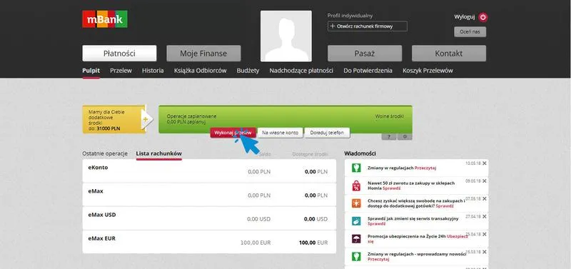 Czas oczekiwania na przelew w mBanku