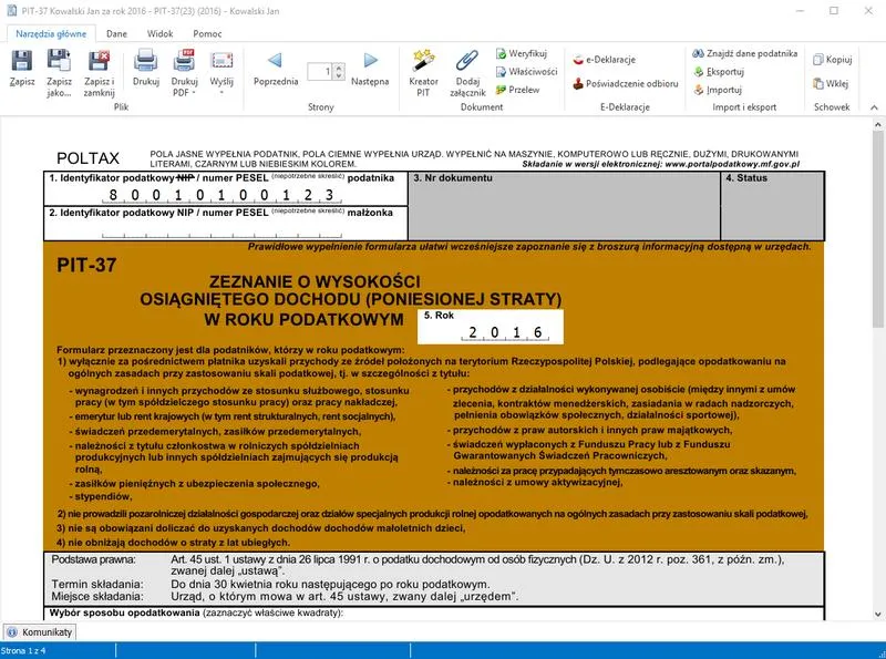 Jak wypełnić PIT 37 krok po kroku