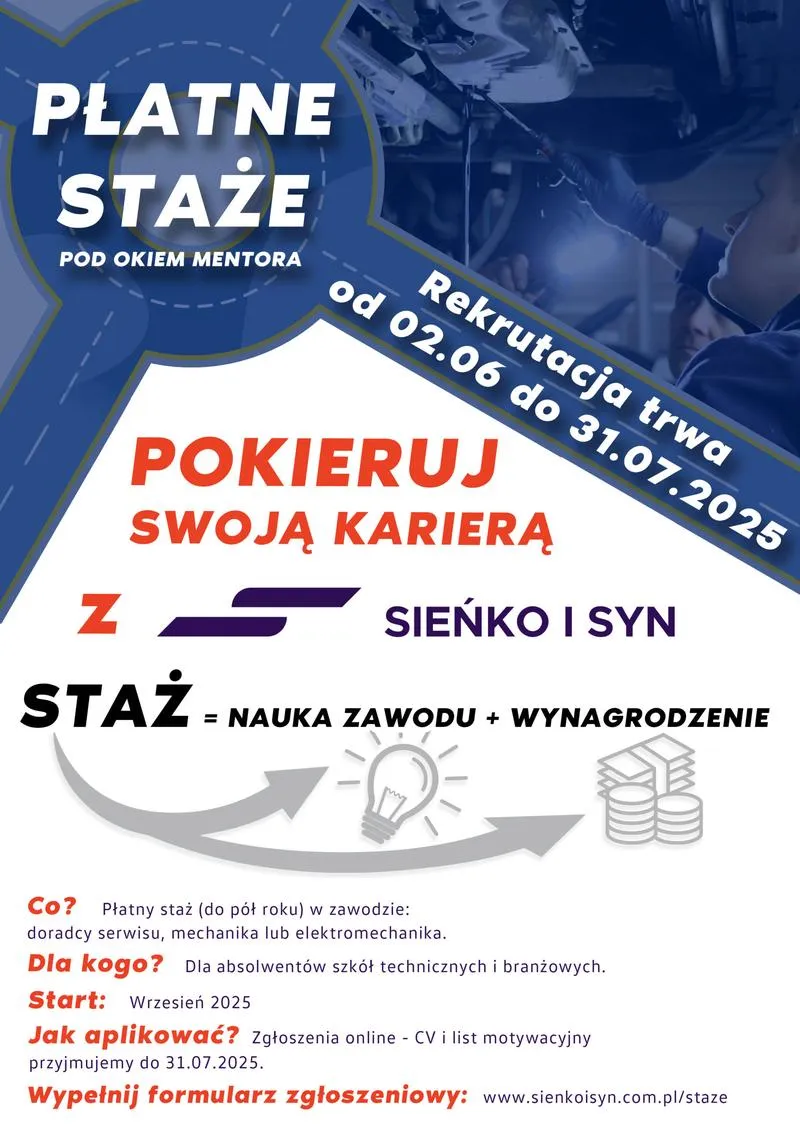 Płatne staże w różnych branżach