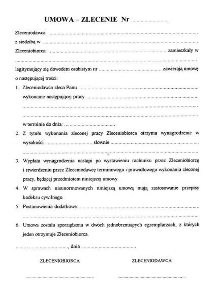 Przepisy prawa umowa zlecenie