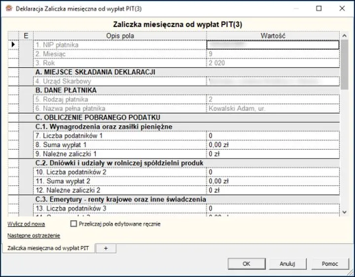 Zaliczka na podatek dochodowy