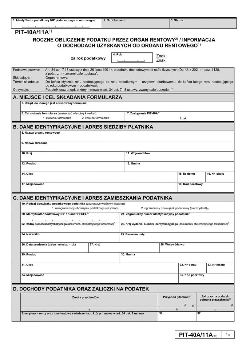 Zmiany w przepisach PIT-40